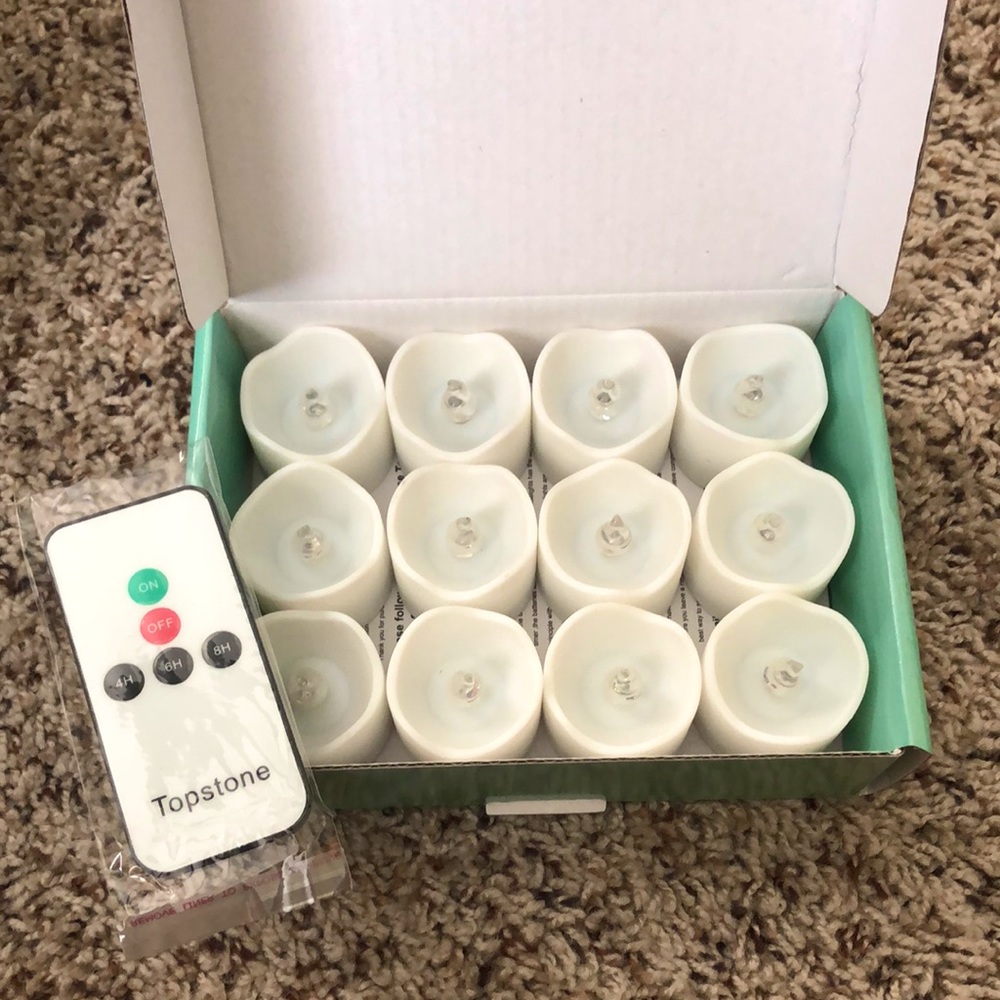 Topstone Remote Control Tea Lights with Timer - 1 dozen in each box